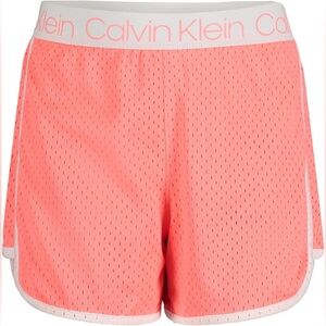 Calvin Klein Girls Performance Mesh Shorts Large Jolt Pink Elastic Waist New